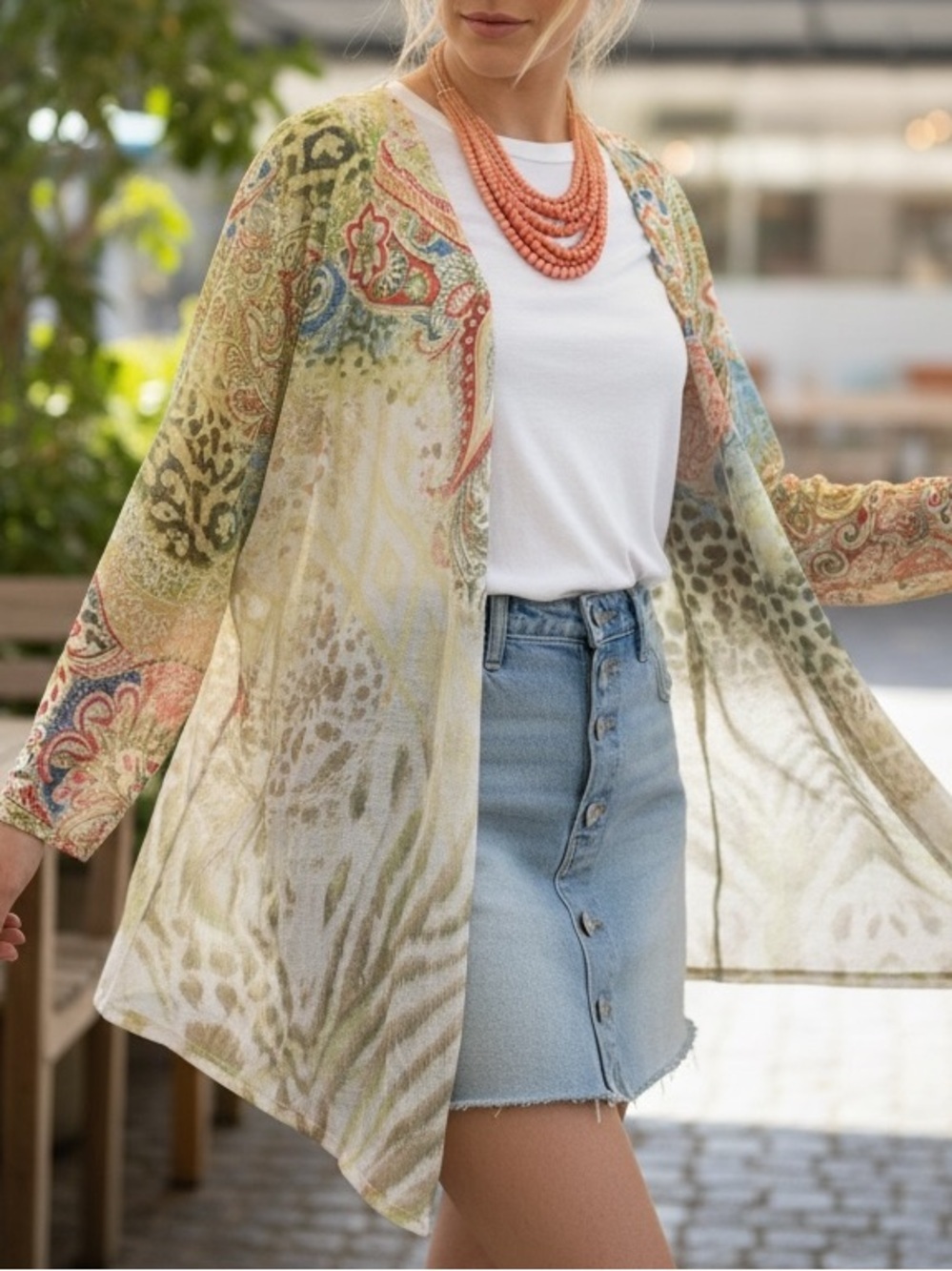 Chico’s Lightweight Paisley & Animal Print Open Cardigan - Multicolor